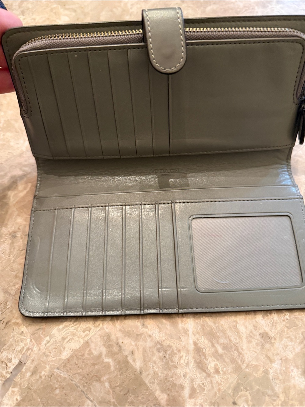 Coach Gray Leather Wallet Logo in gun metal gray slim design - Picture 11 of 14